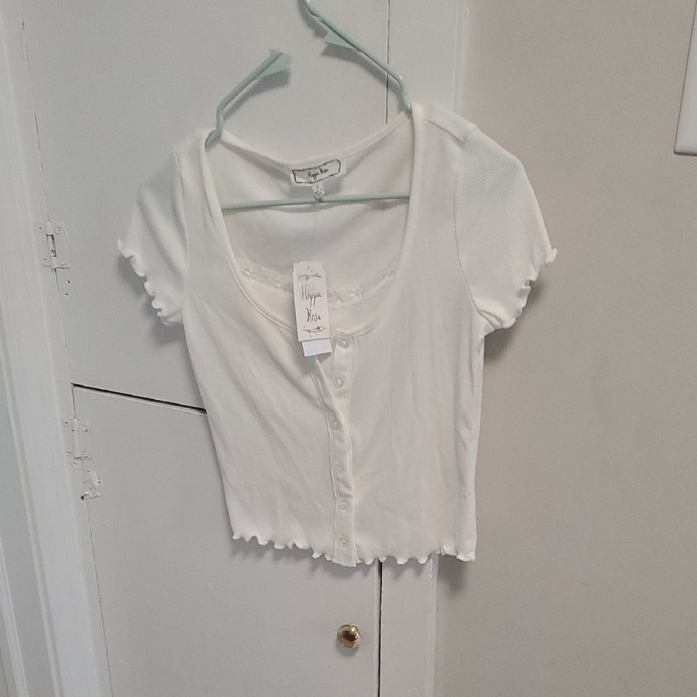 Hippie Rose White Button Down Shirt